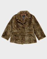 Y2K Leopard Print Faux Fur Jacket - L