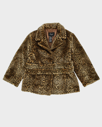 Y2K Leopard Print Faux Fur Jacket - L