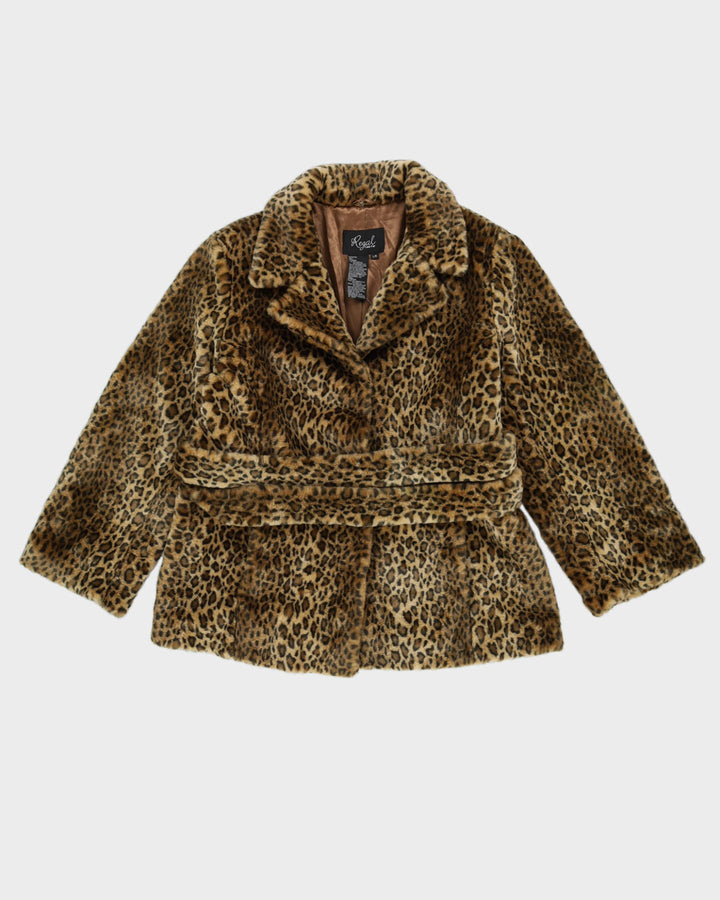 Y2K Leopard Print Faux Fur Jacket - L