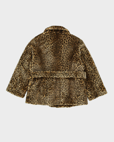 Y2K Leopard Print Faux Fur Jacket - L