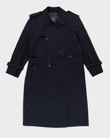 Burberrys' Navy Blue Rain Mac - M