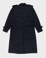 Burberrys' Navy Blue Rain Mac - M