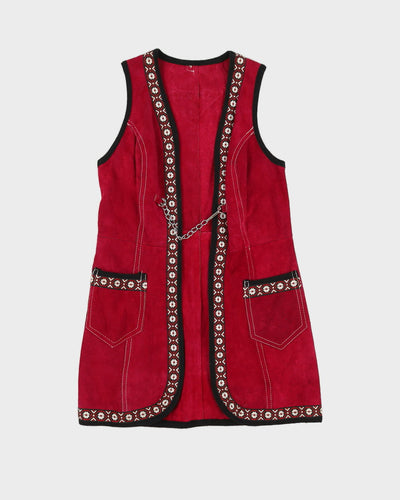 Vintage 1970s Pink Suede Waistcoat - XXS