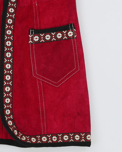 Vintage 1970s Pink Suede Waistcoat - XXS