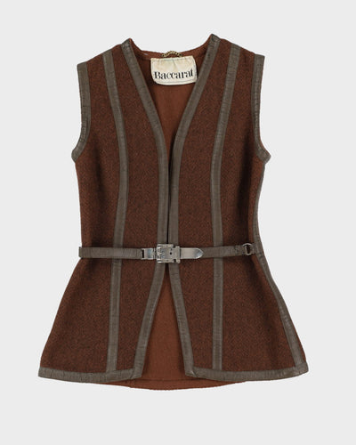 Vintage 1960s Baccarat Brown Wool Waistcoat - XS
