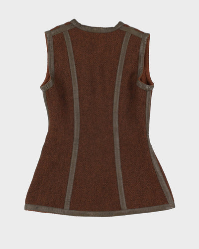 Vintage 1960s Baccarat Brown Wool Waistcoat - XS