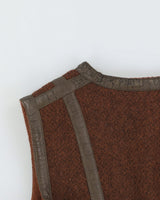 Vintage 1960s Baccarat Brown Wool Waistcoat - XS