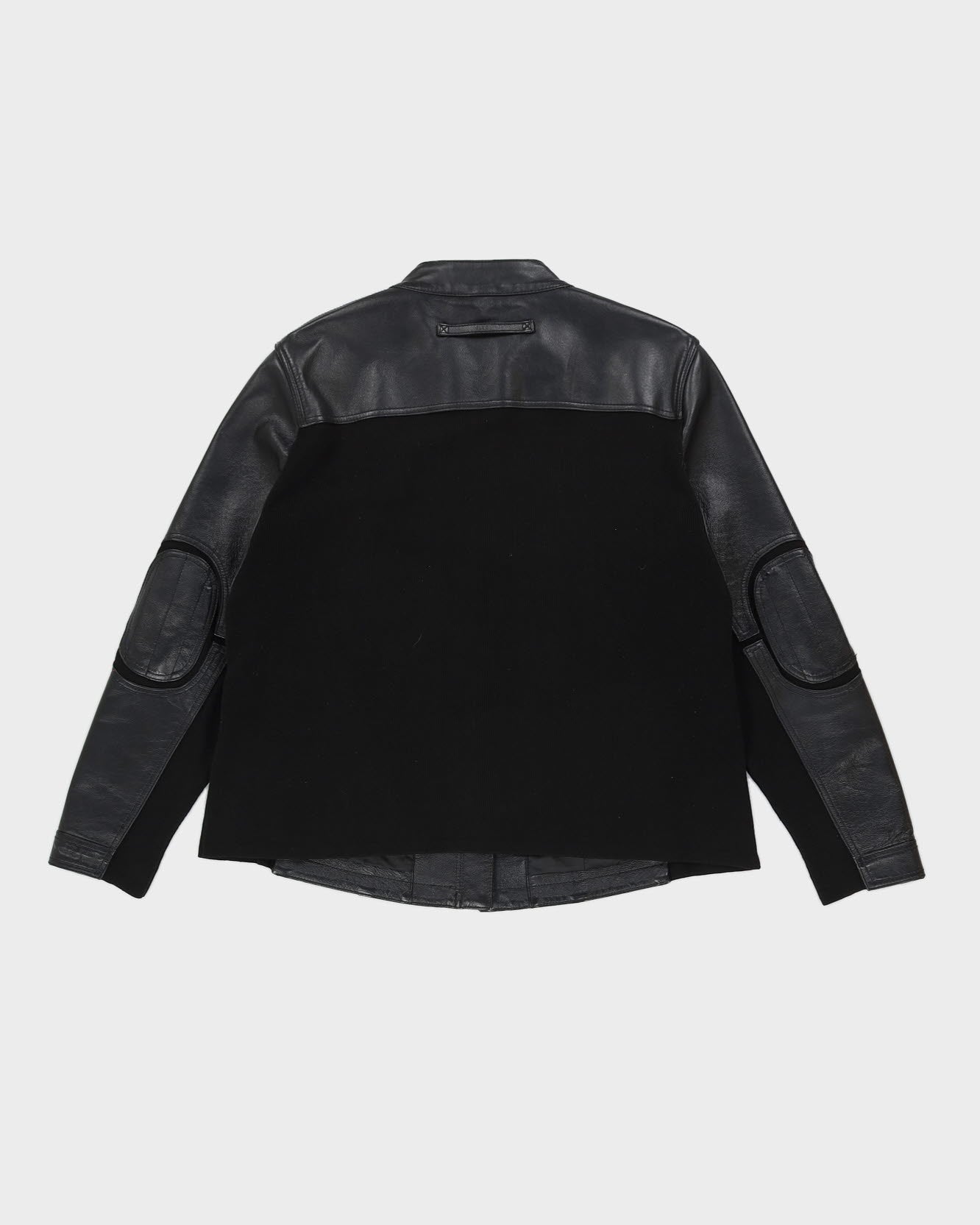Black Leather With Knitted Back Jacket - L