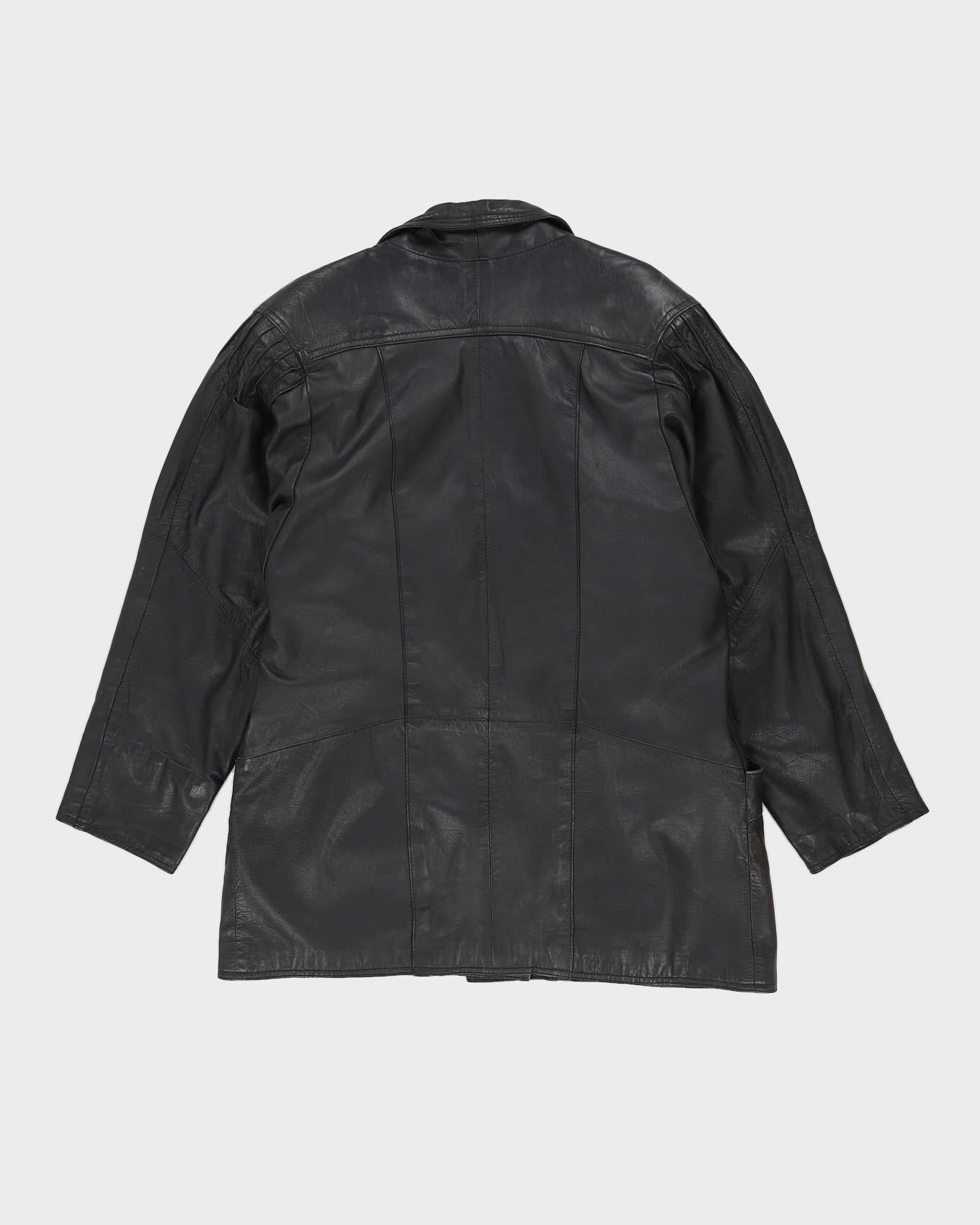00s Black Leather Oversized Jacket - M / L