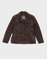 Brown Leather Box Style Jacket - M