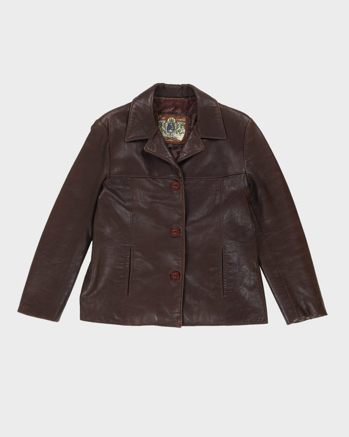 Brown Leather Box Style Jacket - M
