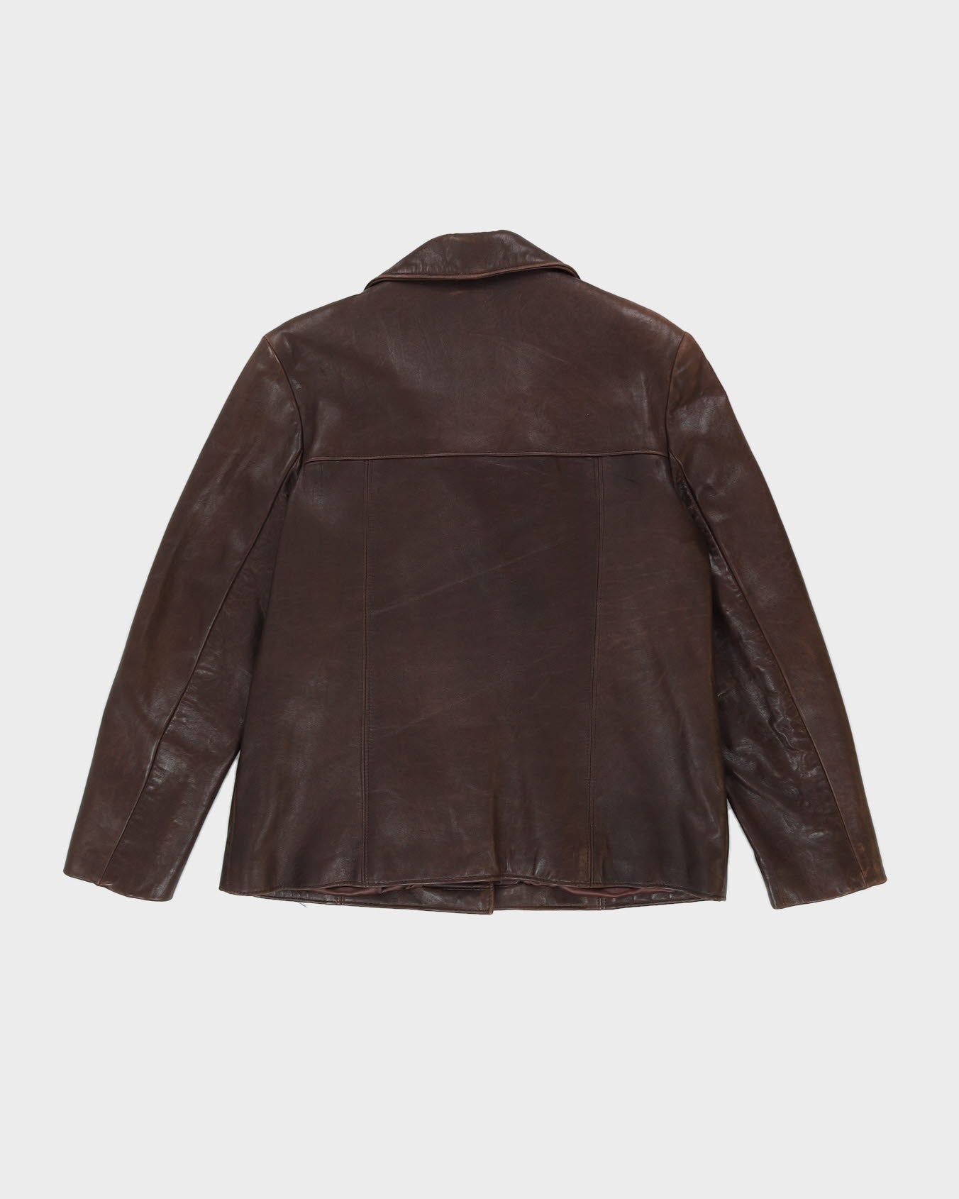 Brown Leather Box Style Jacket - M
