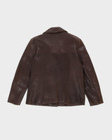 Brown Leather Box Style Jacket - M