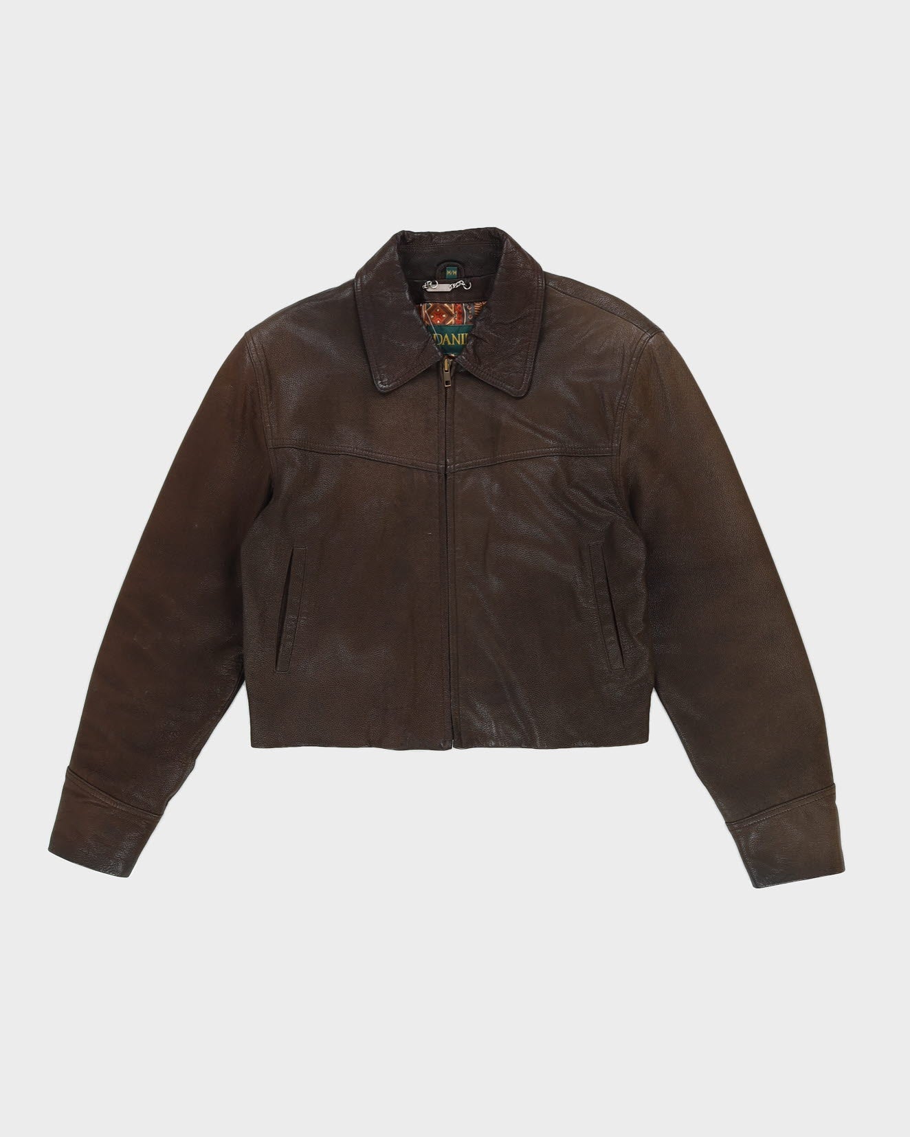 Danier Brown Leather Cropped Jacket - M