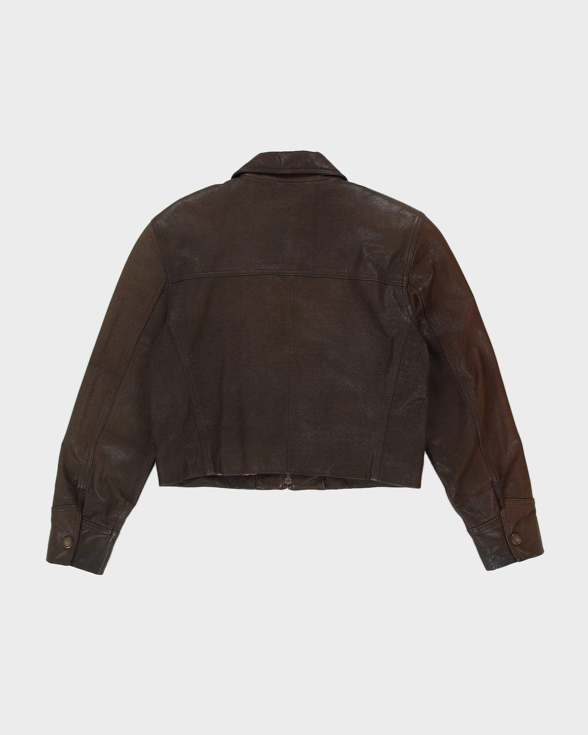 Danier Brown Leather Cropped Jacket - M