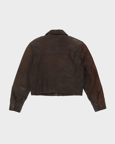 Danier Brown Leather Cropped Jacket - M