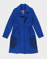 Blue Embroidered Overcoat - XS