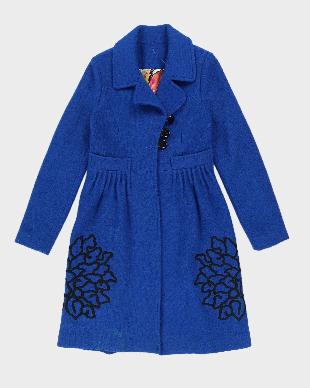 Blue Embroidered Overcoat - XS