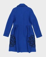 Blue Embroidered Overcoat - XS