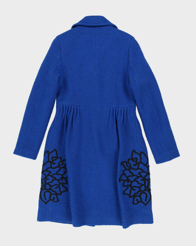 Blue Embroidered Overcoat - XS