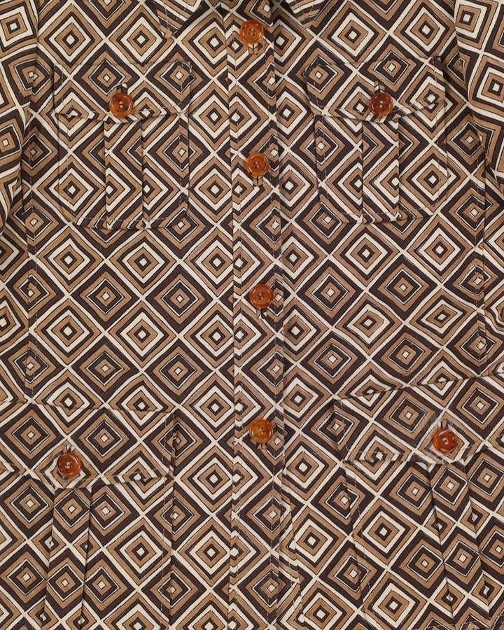 Prada Brown Patterned Blazer Jacket - S