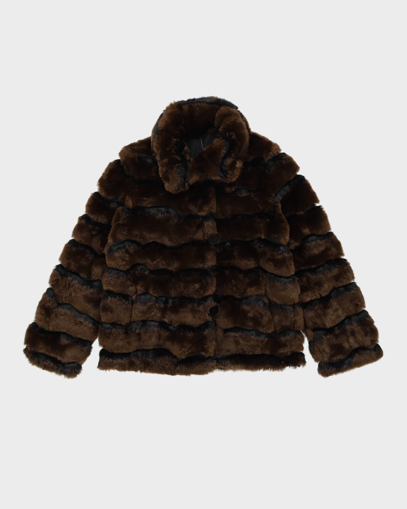 Y2K Brown Faux Fur Jacket - S
