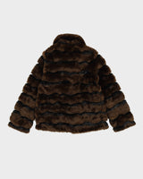 Y2K Brown Faux Fur Jacket - S