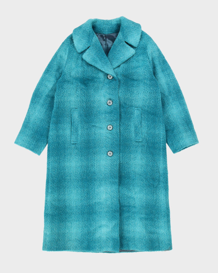 Vintage 1980s Aqua Blue Mohair Coat - M