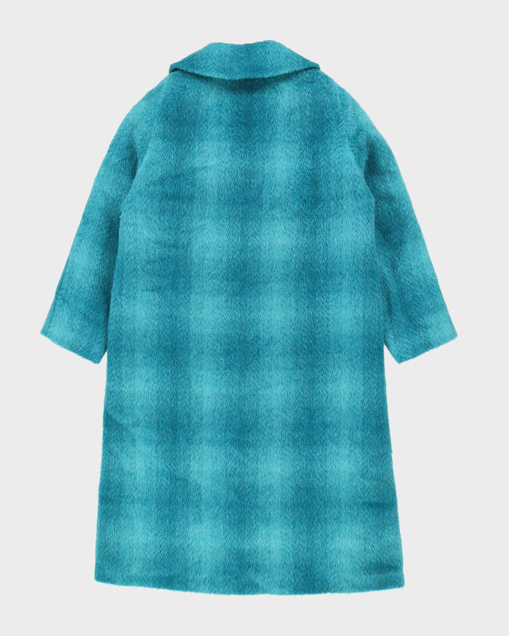 Vintage 1980s Aqua Blue Mohair Coat - M