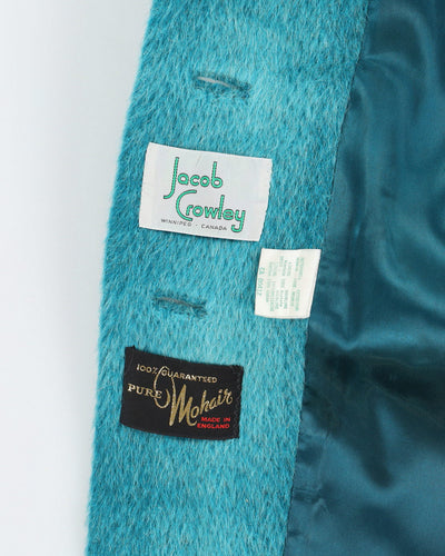 Vintage 1980s Aqua Blue Mohair Coat - M