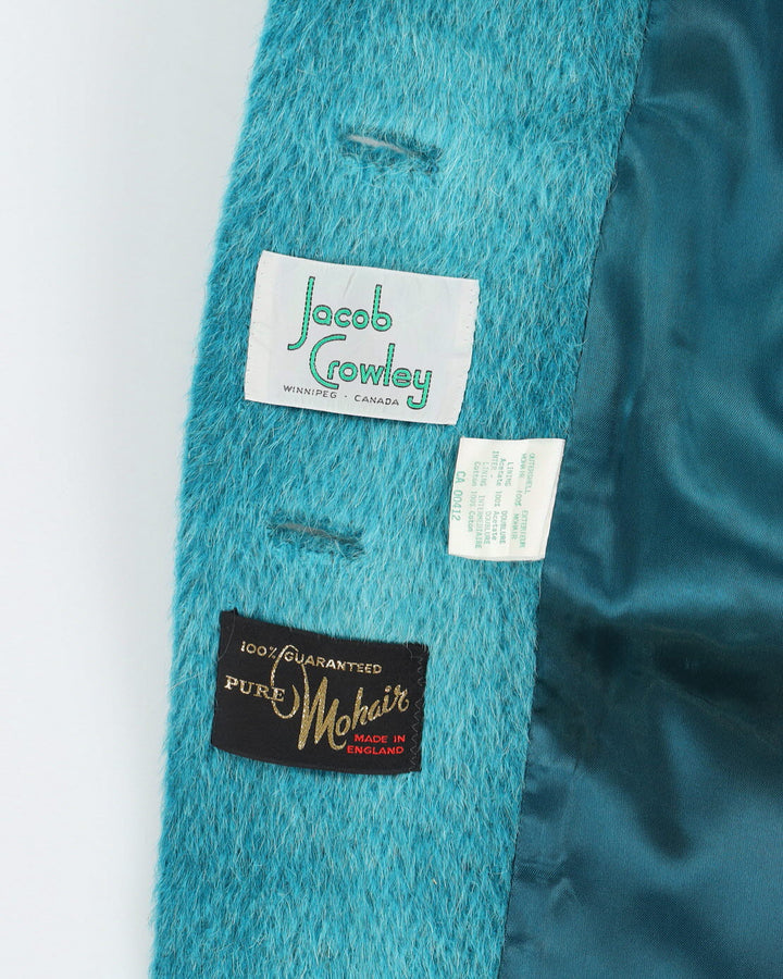 Vintage 1980s Aqua Blue Mohair Coat - M