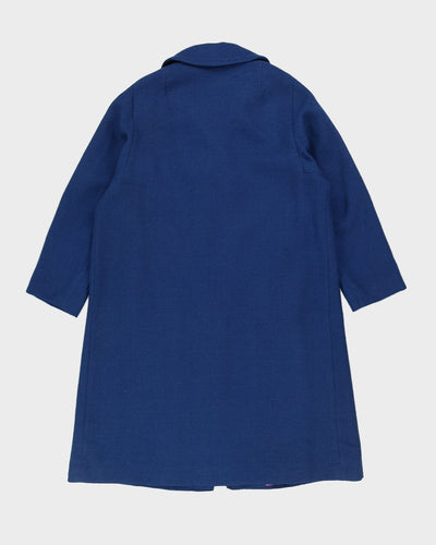Vintage 1980s Blue Wool Overcoat - L