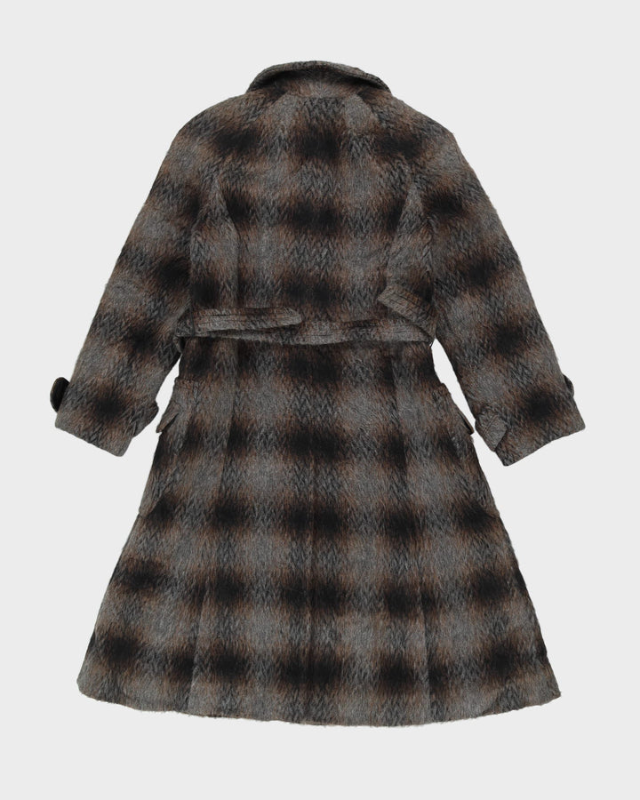 Vintage 1970s Grey Mohair Belted Overcoat - S