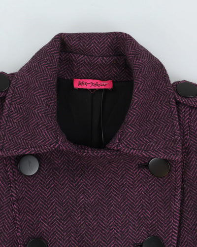 Betsey Johnson Pink Striped Short Overcoat - S