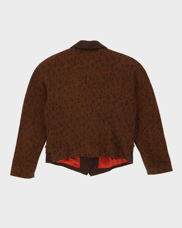 Brown Patterned Layered Blazer Jacket - S