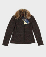 Barbour Tweed With Faux Fur Collar Jacket - S