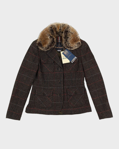 Barbour Tweed With Faux Fur Collar Jacket - S