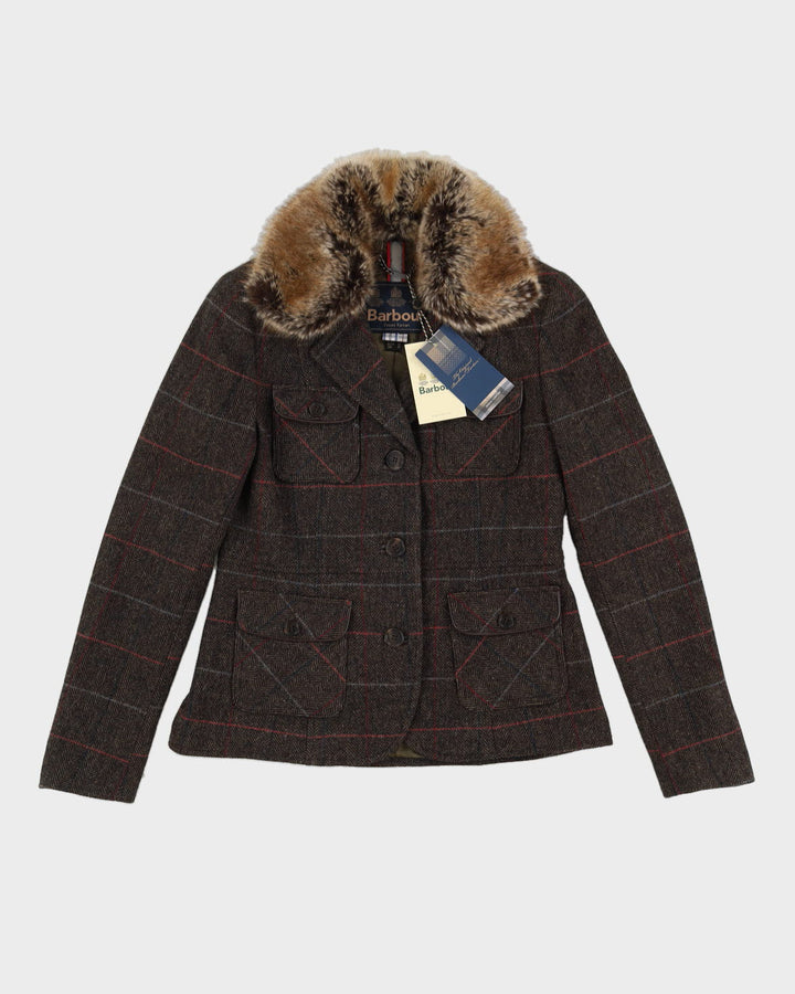 Barbour Tweed With Faux Fur Collar Jacket - S