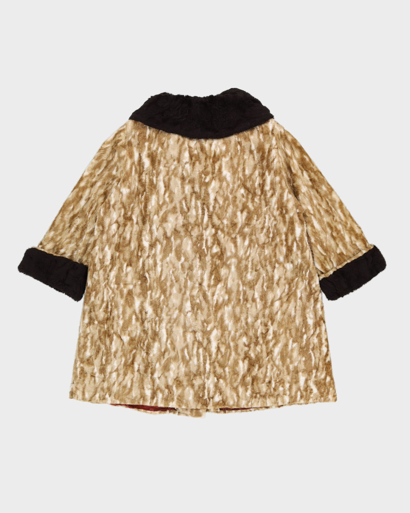 Vintage 1970s Beige A-Line Faux Fur Jacket - L