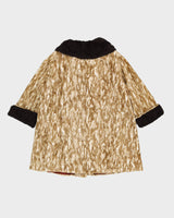 Vintage 1970s Beige A-Line Faux Fur Jacket - L
