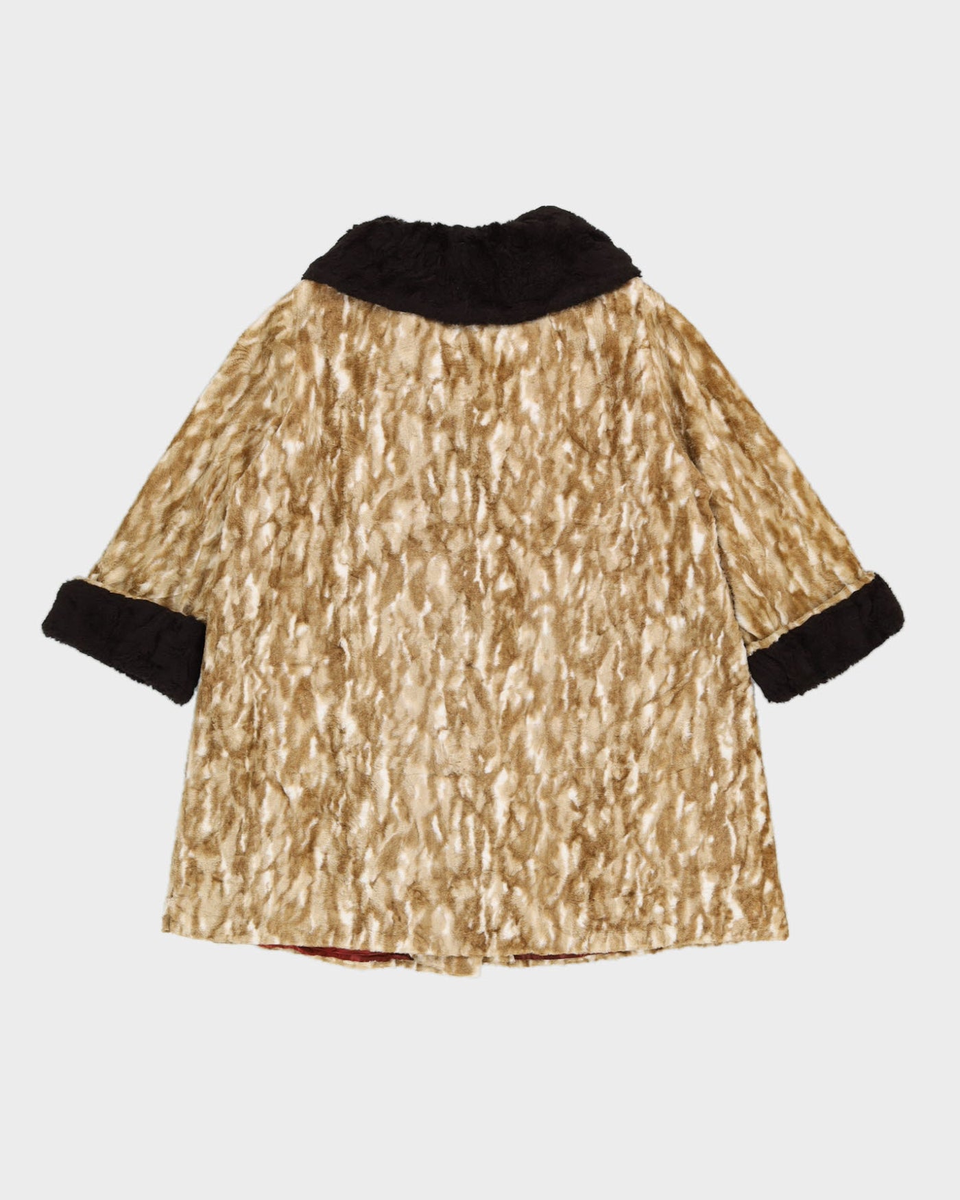 Vintage 1970s Beige A-Line Faux Fur Jacket - L