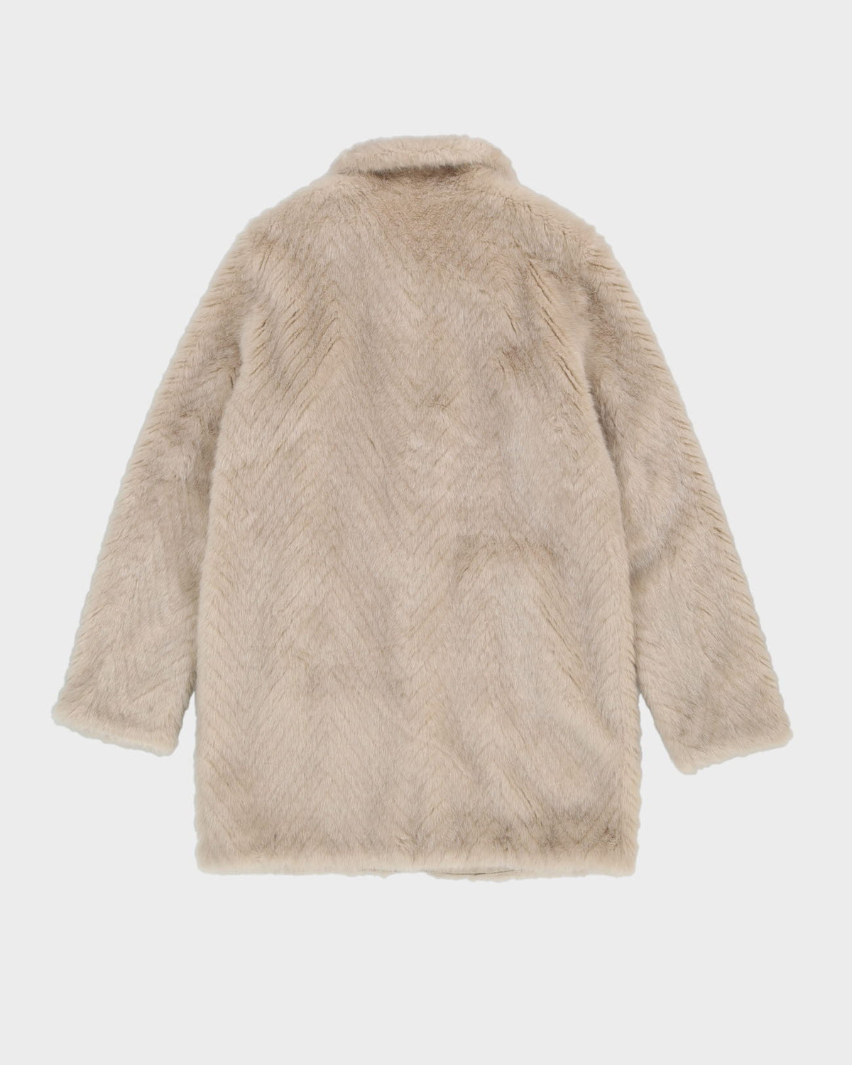 Guess Beige A-Line Faux Fur Jacket - XS