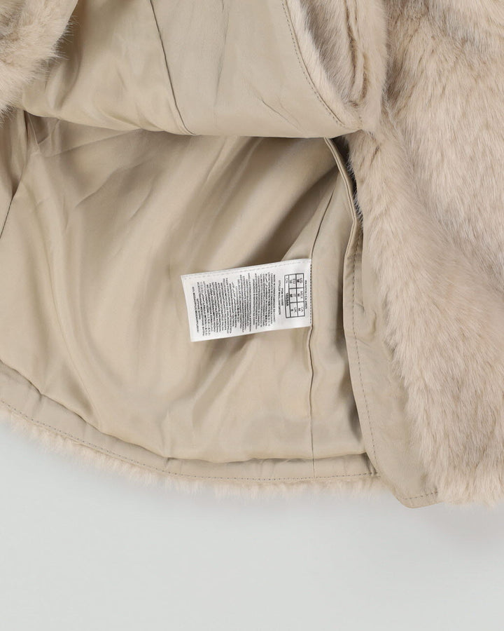 Guess Beige A-Line Faux Fur Jacket - XS