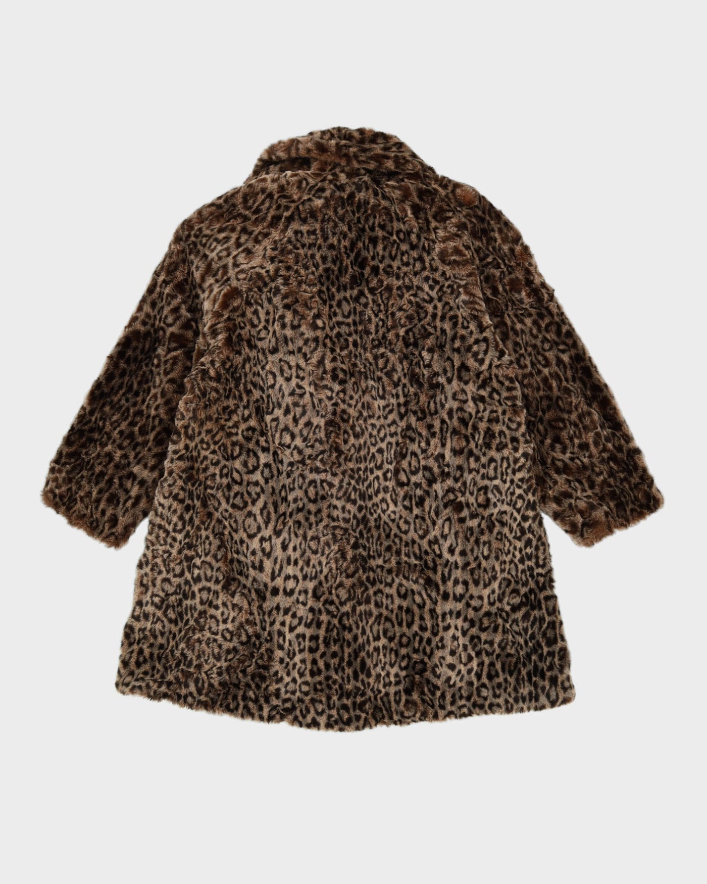 Leopard Print Patterned Faux Fur A-Line Jacket - M