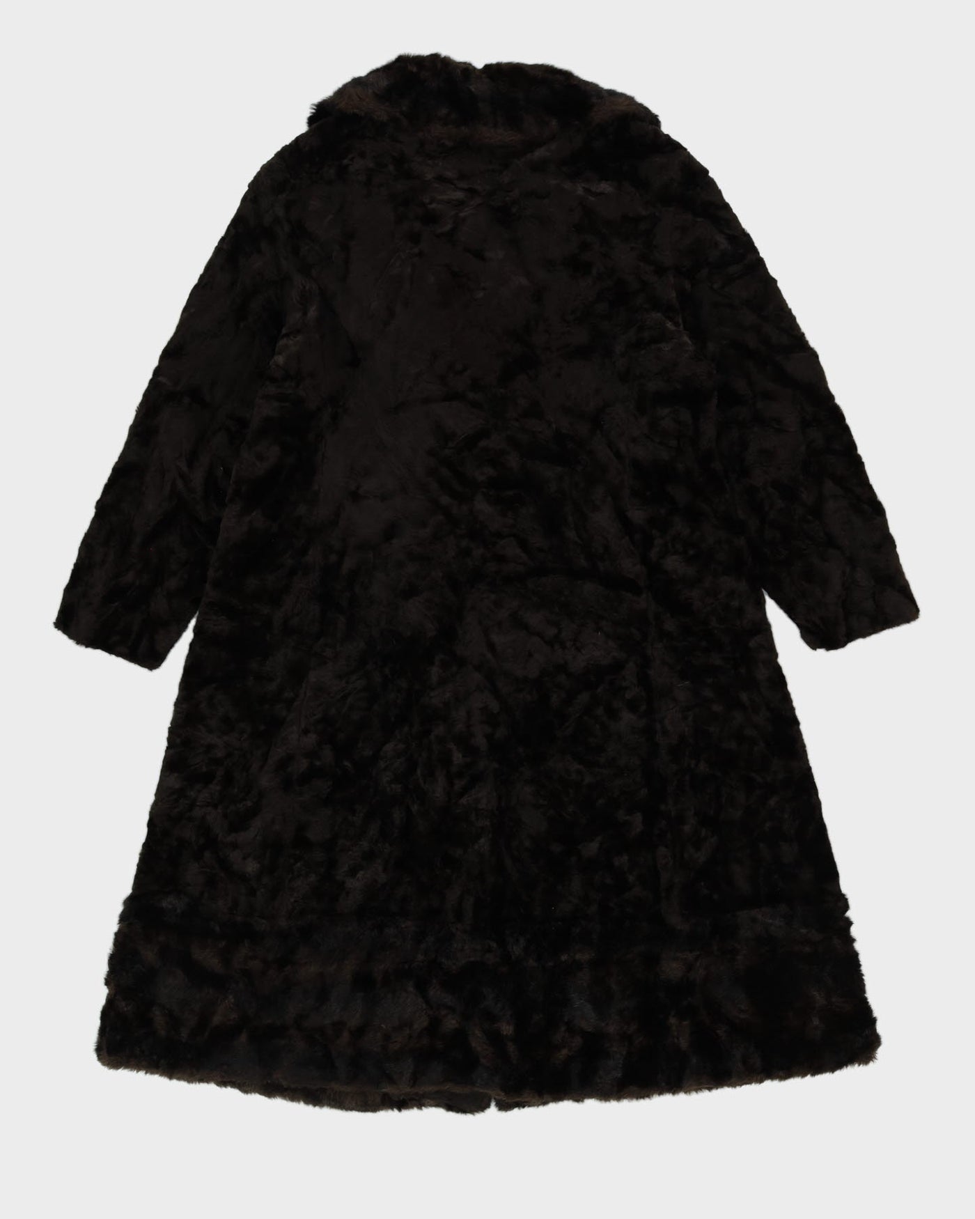 Vintage 1970s Brown Faux Fur Coat - L