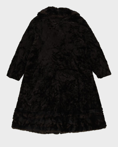 Vintage 1970s Brown Faux Fur Coat - L