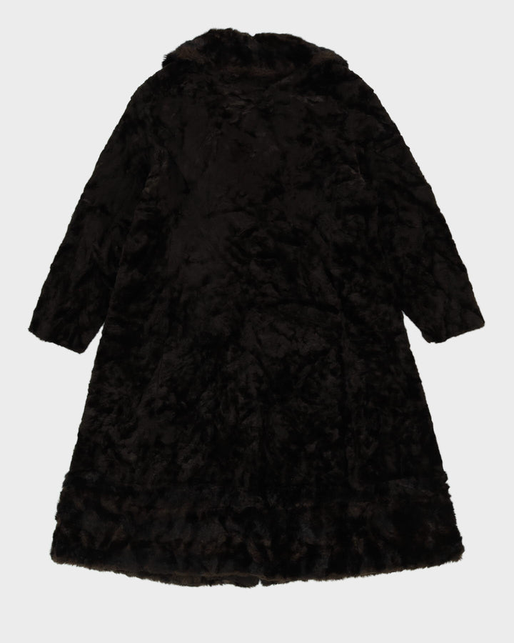 Vintage 1970s Brown Faux Fur Coat - L