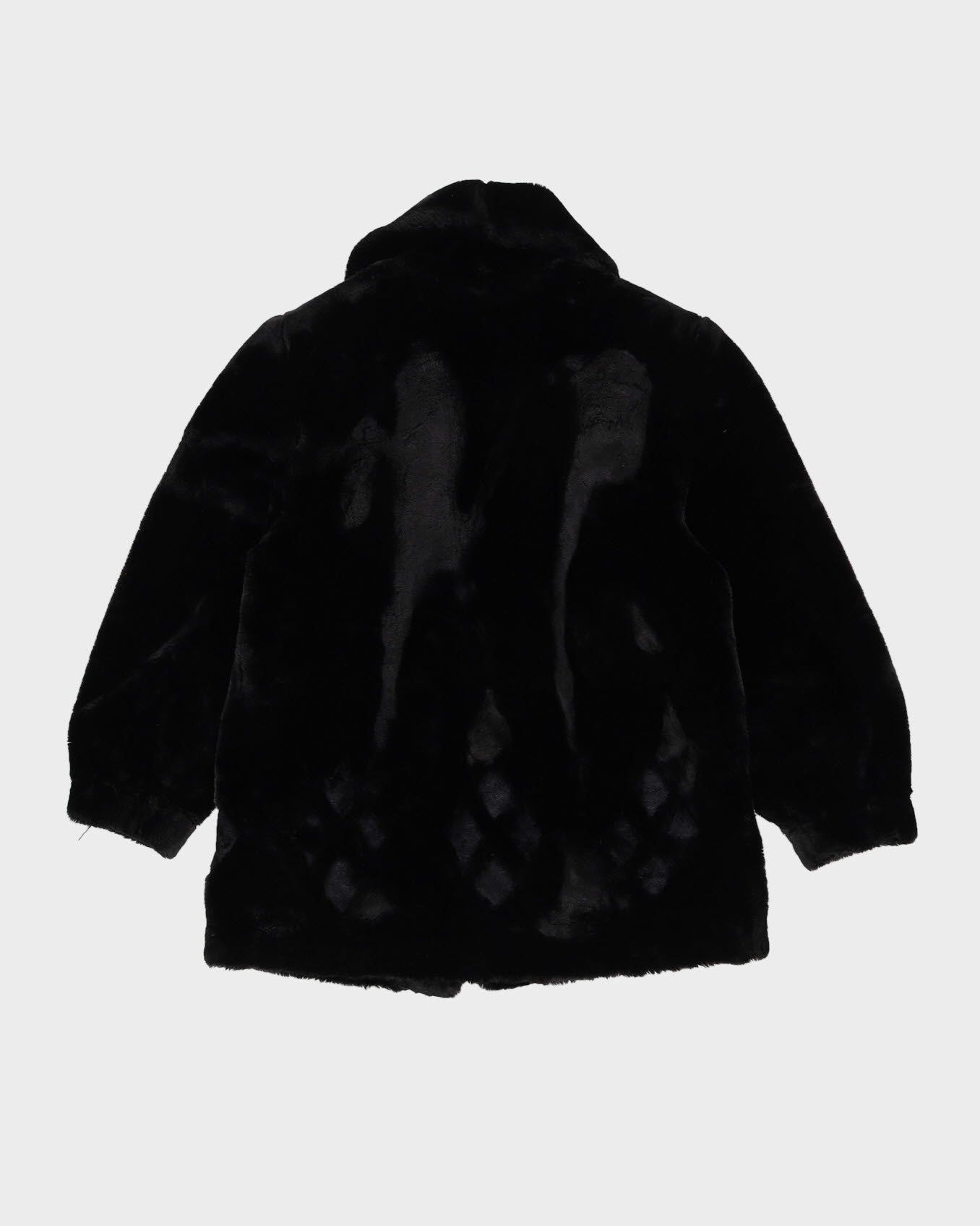 Y2K Black Faux Fur Jacket - M