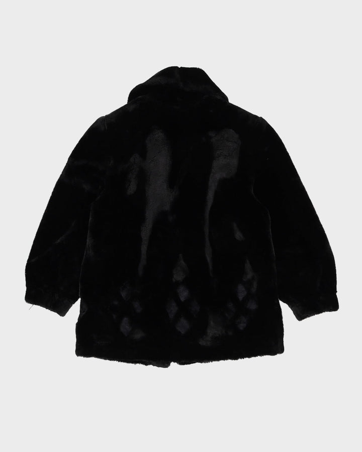 Y2K Black Faux Fur Jacket - M