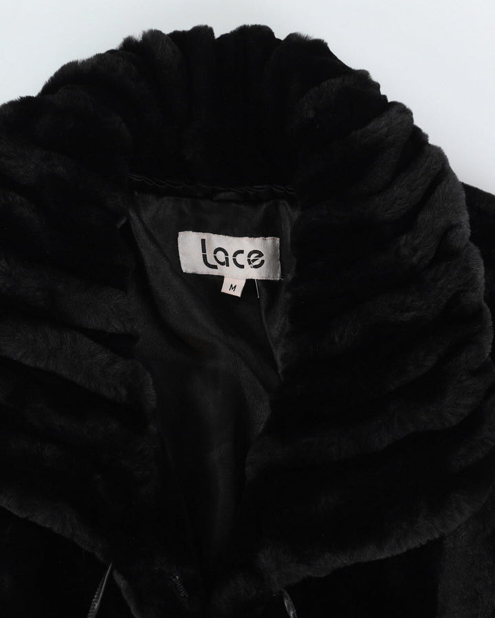 Y2K Black Faux Fur Jacket - M